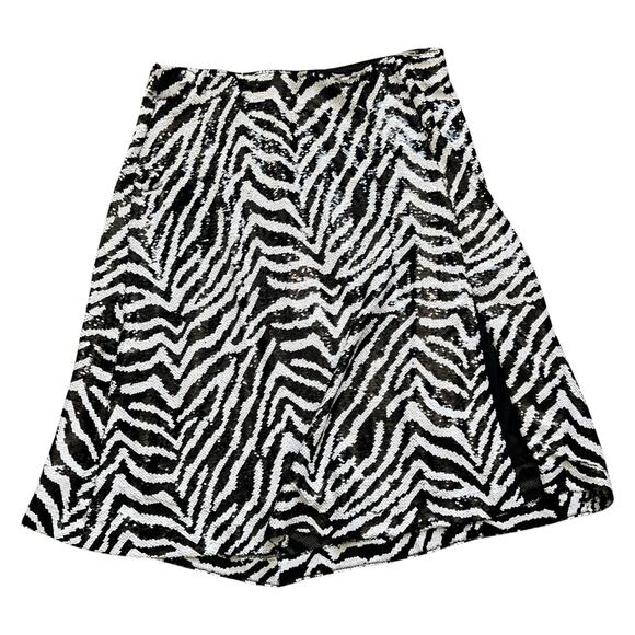 Novella Sequin Black White Zebra Animal Print A-Line Midi Skirt Plus size 22 - Picture 1 of 8